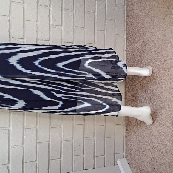 DKNY Navy Lined Belted Sheer Overla Maxi Dress Size 4 - Picture 10 of 13